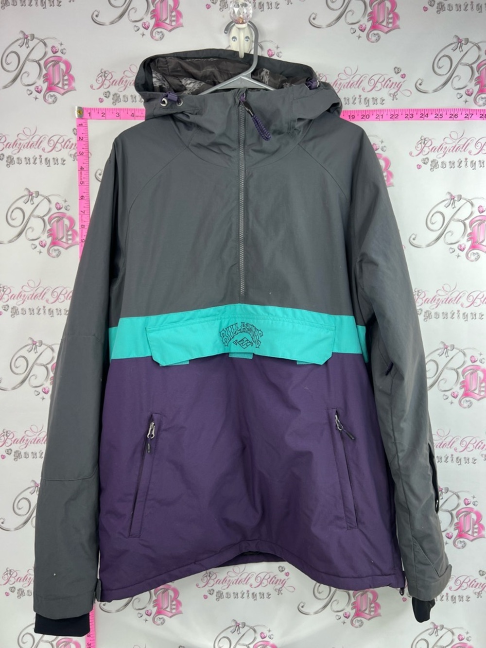 Billabong jacket waterproof 10k snowboard Ski Anorak Jacket - Gray/Teal/Purple
